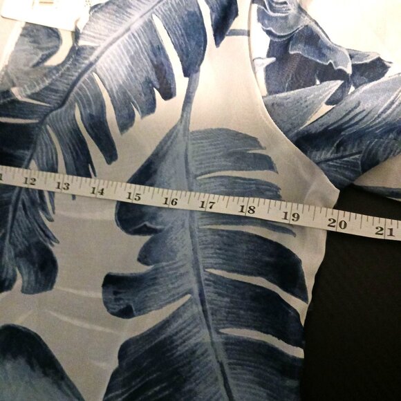 NEW J Valdi Leaf Print Sharkbite Hem Swimsuit Cover Up Tunic in White/Navy, S‎ - Picture 7 of 8